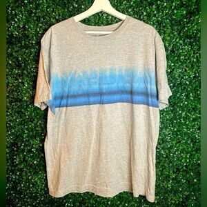 Nautica Mens Graphic T-Shirt Gray Blue Heathered Crew Neck Tee XL Casual